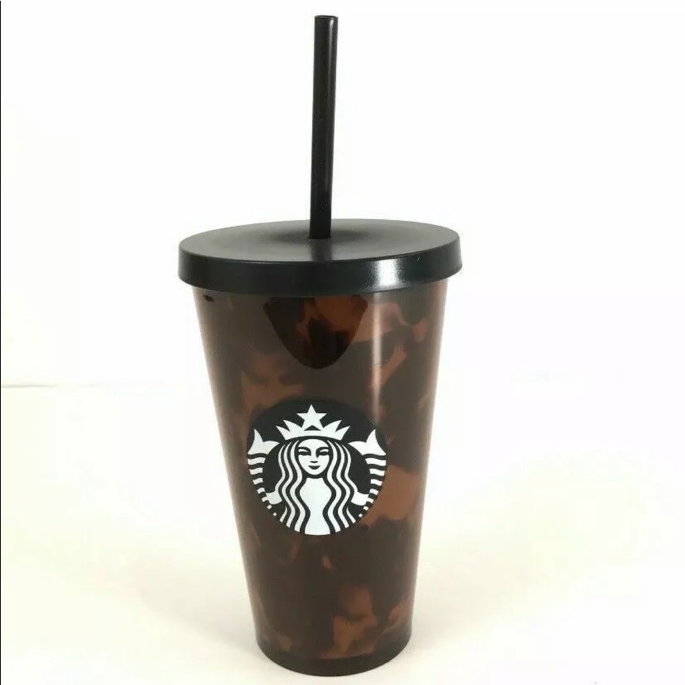 Starbucks Tortoise Shell Tumbler Black Brown 16oz